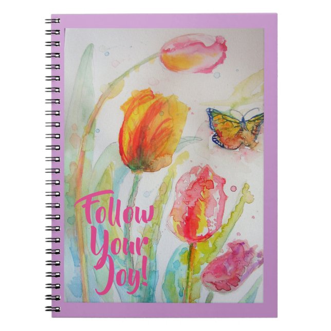 Pink Tulip Tulips Floral Flowers Notebook (Front)
