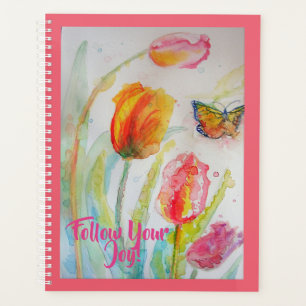 Pink Tulip Tulips Floral Flowers Notebook Planner