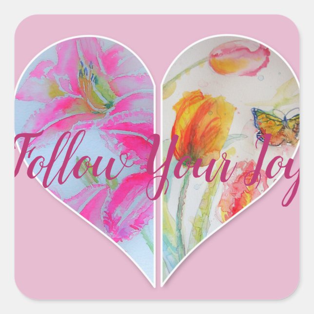 Pink Tulip Tulips Floral Watercolor Quote Sticker (Front)