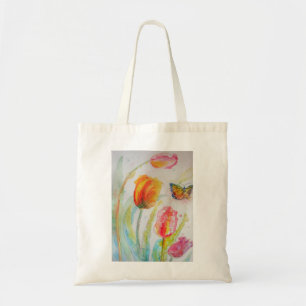 Pink Tulip Tulips Watercolor Tote Bag