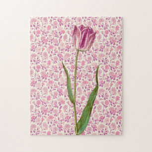 Pink Tulip Vintage Style Art Puzzle