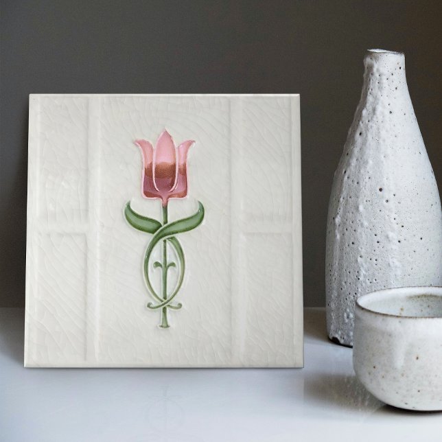 Pink Tulip Wall Decor Nouveau Art Deco Gibbons Tile (Creator Uploaded)