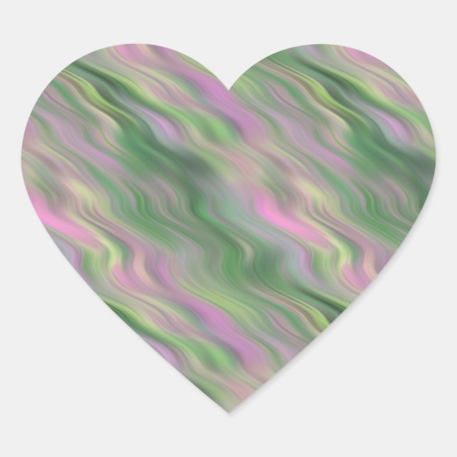 Pink Tulip Wavy Texture Heart Sticker (Front)