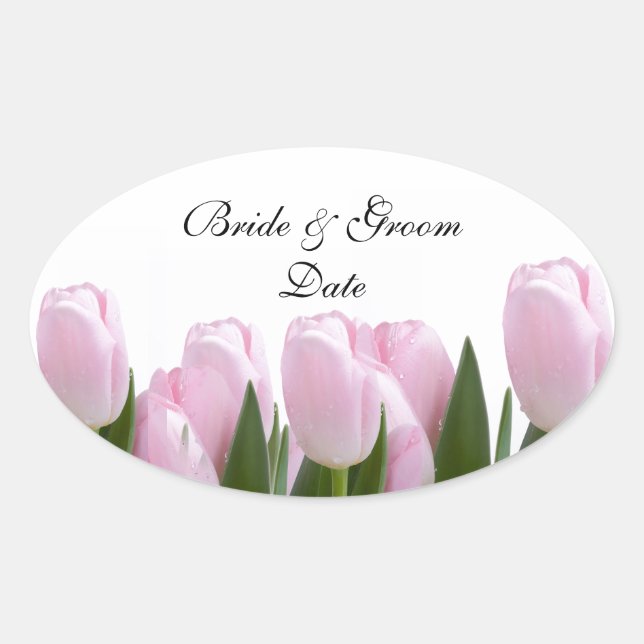 PINK TULIP WEDDING ENVELOPE SEAL STICKERS (Front)