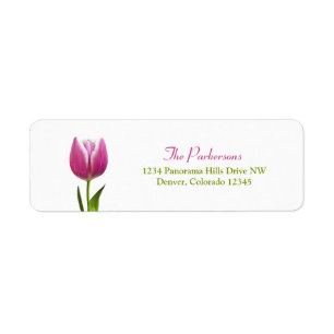 Pink Tulip Wedding Return Address Labels