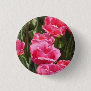 Pink Tulips 3 Cm Round Badge