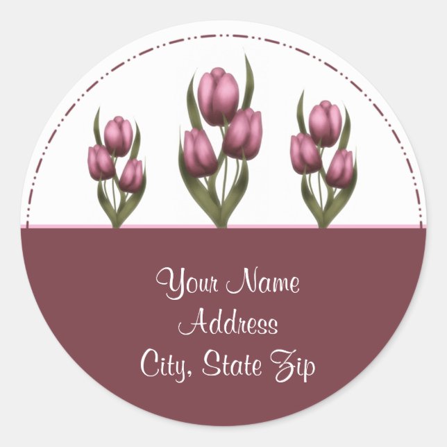 Pink Tulips Address Stickers (Front)
