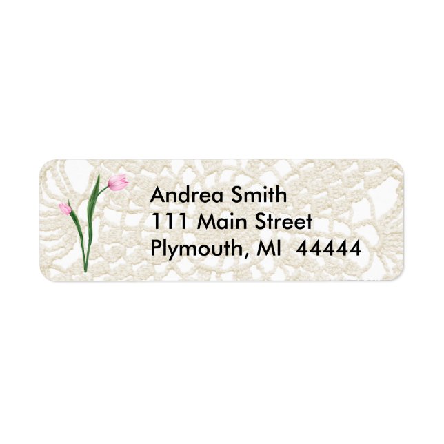 Pink Tulips and Lace Address Label (Front)