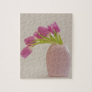 Pink Tulips And Lace Jigsaw Puzzle