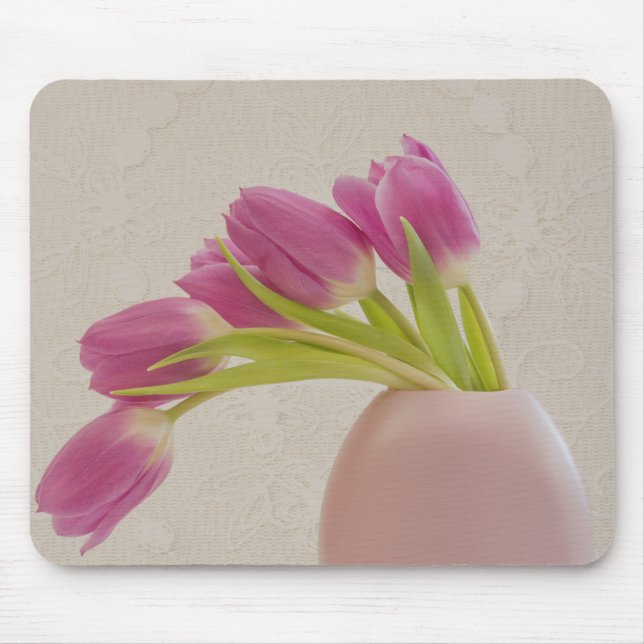 Pink Tulips And Lace Mouse Mat (Front)
