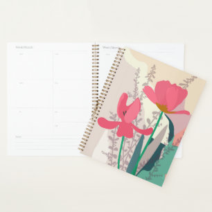 Pink Tulips Artistic Modern Colour Blocks    Planner