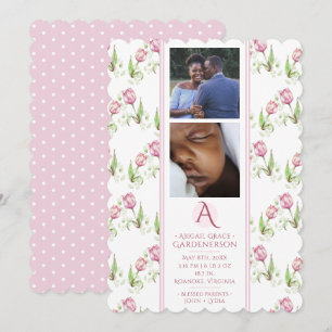 Pink Tulips Baby Girl Announcement