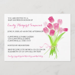 Pink Tulips - BABY Shower Invitation