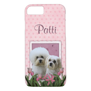 Pink Tulips - Bichon and Maltese iPhone 8/7 Case