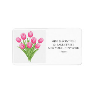 Pink Tulips Bouquet Address Labels