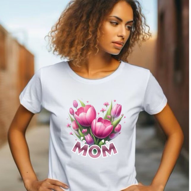 Pink Tulips Bouquet - MOM  T-Shirt (Creator Uploaded)
