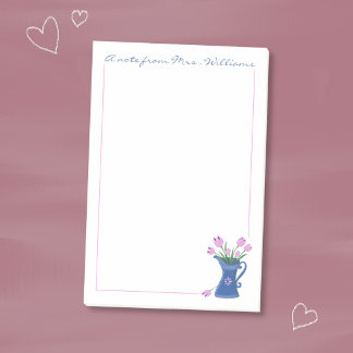 Pink Tulips Bouquet Teacher Post-It Notes