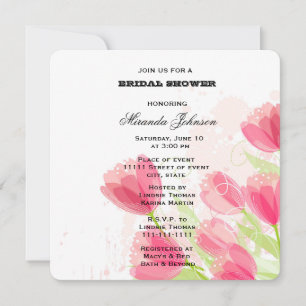 Pink Tulips Bridal Shower Invitation