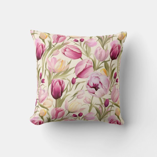 Pink Tulips Cushion (Front)