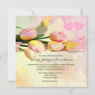 Pink Tulips Custom Wedding Invitation
