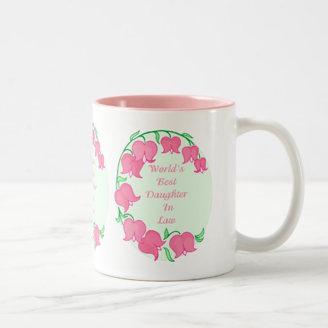Pink Tulips Daughter in Law Two-Tone Coffee Mug (Right)