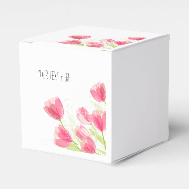 Pink Tulips Favour Box (Front Side)