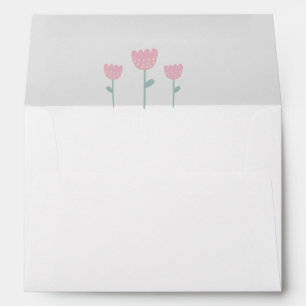 Pink Tulips Floral Baby Shower Simple Cute Envelope