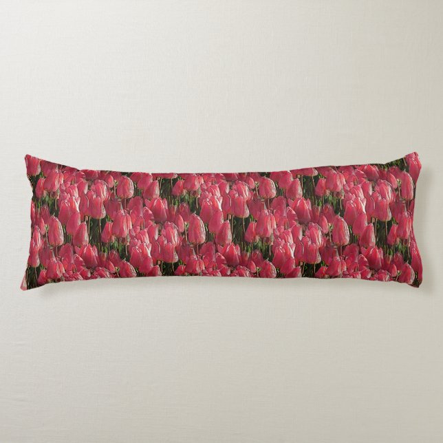 Pink Tulips Floral Body Cushion (Front)