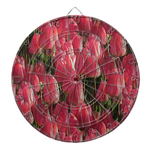 Pink Tulips Floral Dartboard
