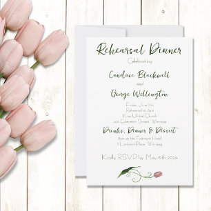 Pink Tulips Floral Invitation