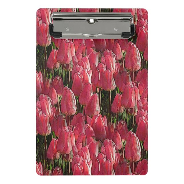 Pink Tulips Floral Mini Clipboard (Front)