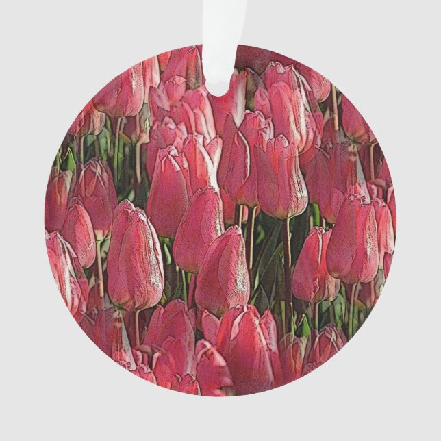 Pink Tulips Floral Ornament (Front)