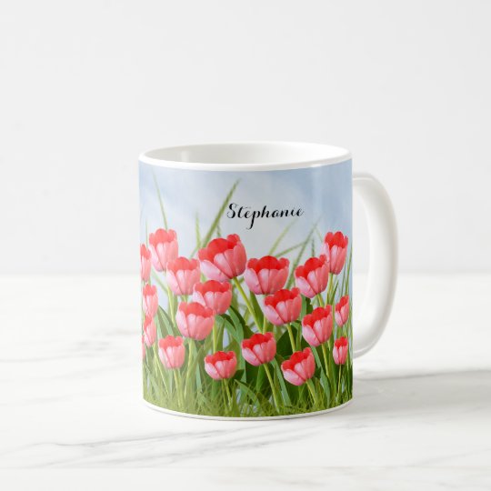 Pink Tulips Floral Photography Spring Collage Coffee Mug