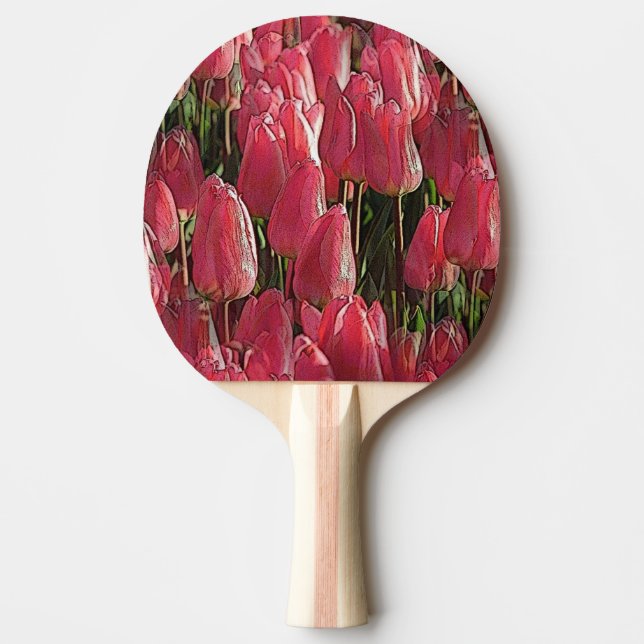 Pink Tulips Floral Ping Pong Paddle (Front)