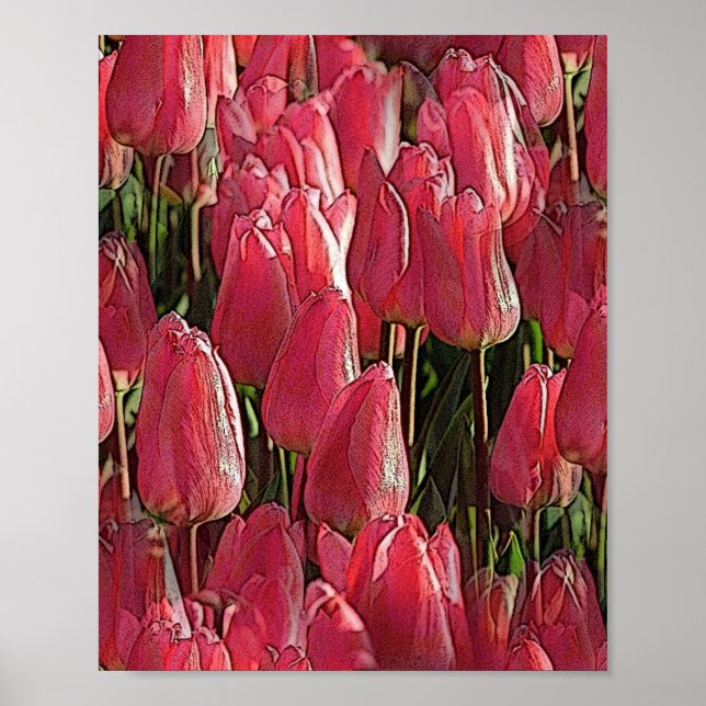 Pink Tulips Floral Poster (Front)
