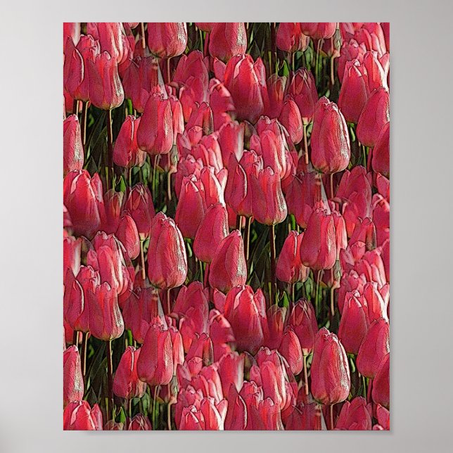 Pink Tulips Floral Poster (Front)