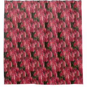 Pink Tulips Floral Shower Curtain