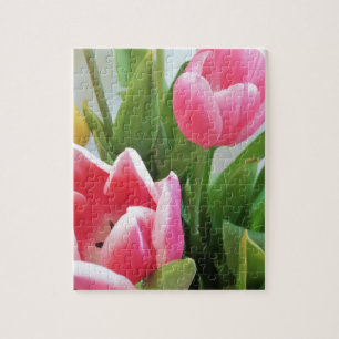Pink Tulips, Floral Spring Bouquet, Flowers Jigsaw Puzzle