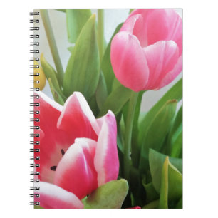Pink Tulips, Floral Spring Bouquet, Flowers Notebook