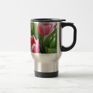 Pink Tulips, Floral Spring Bouquet, Flowers Travel Mug