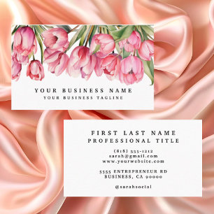 Pink Tulips Flowers Business Cards