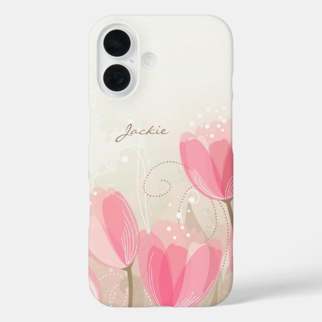 Pink Tulips Flowers Case-Mate iPhone Case (Back)