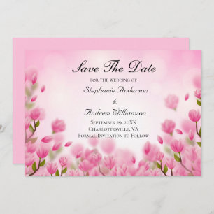 Pink Tulips Flowers Floral Wedding Save The Date