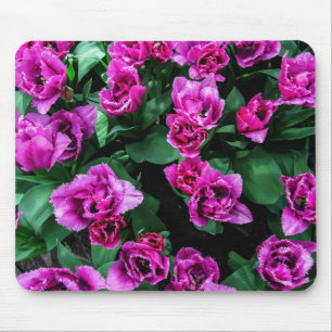 Pink tulips flowers mouse mat
