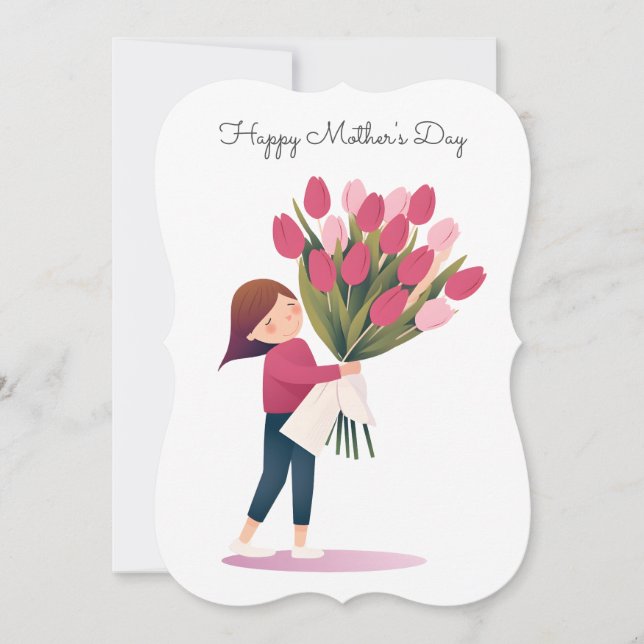 Pink Tulips For Mum | Mother's Day Holiday Card (Front)