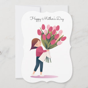 Pink Tulips For Mum   Mother's Day Holiday Card