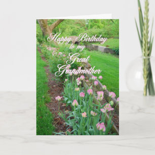Pink Tulips Great Grandmother Happy Birthday Card