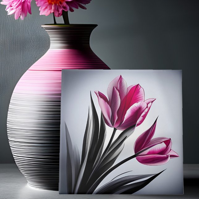 Pink Tulips Ink Sketch Tile (Creator Uploaded)