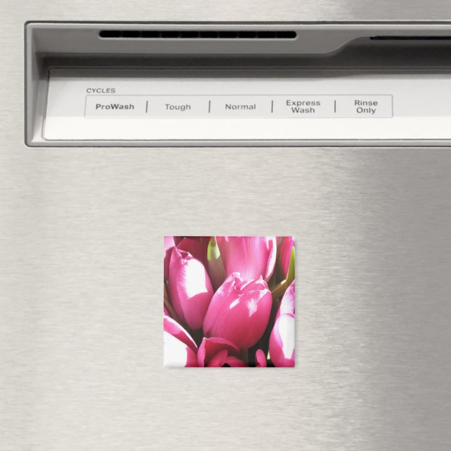 Pink Tulips Magnet (In Situ (Dishwasher))