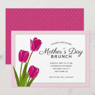 Pink Tulips   Mother's Day Brunch Invitation